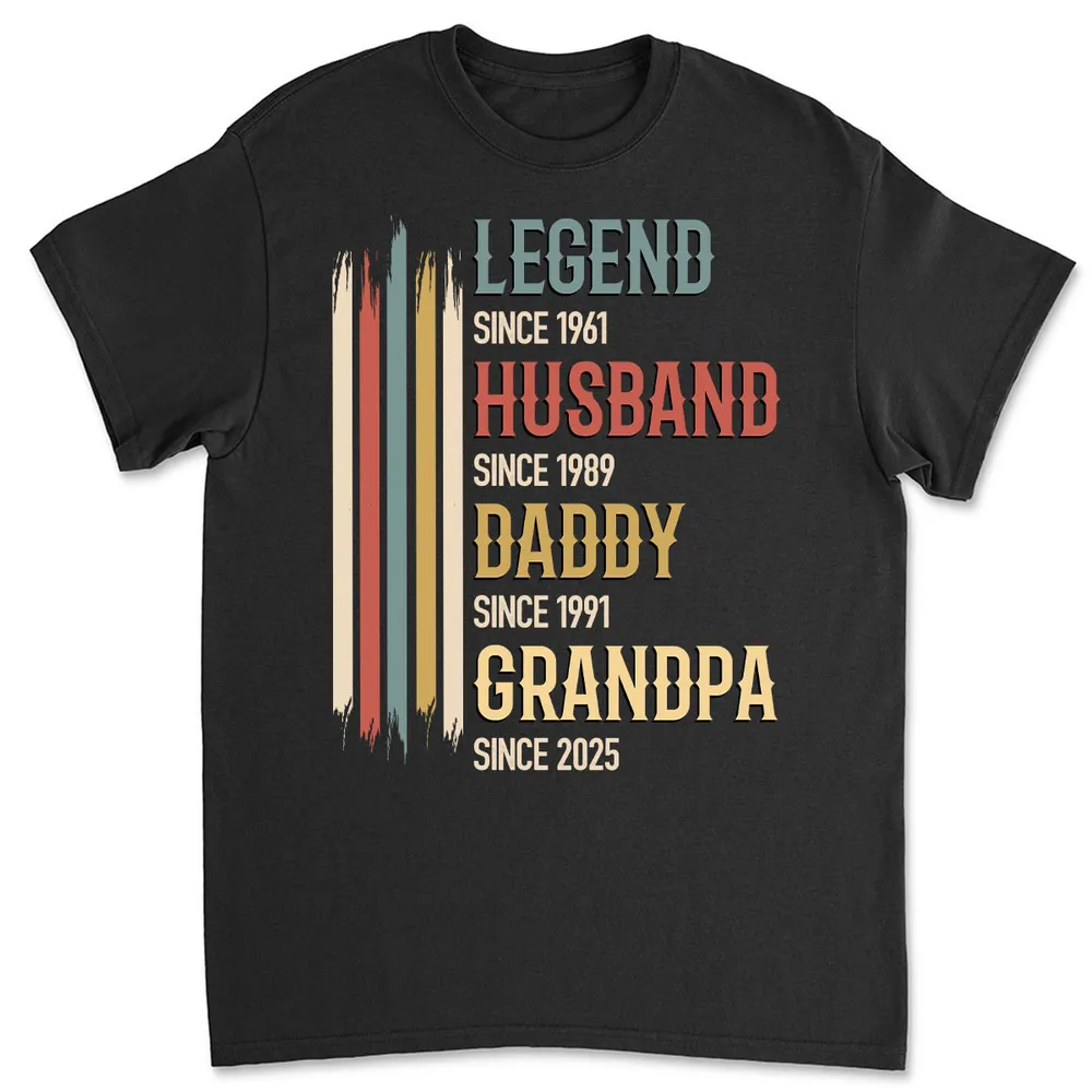 Personalized Classic Tee Legend Husband Daddy Grandpa Retro Stripes Gift for Dad or Grandpa - Unique Family Title Shirt - Image 3