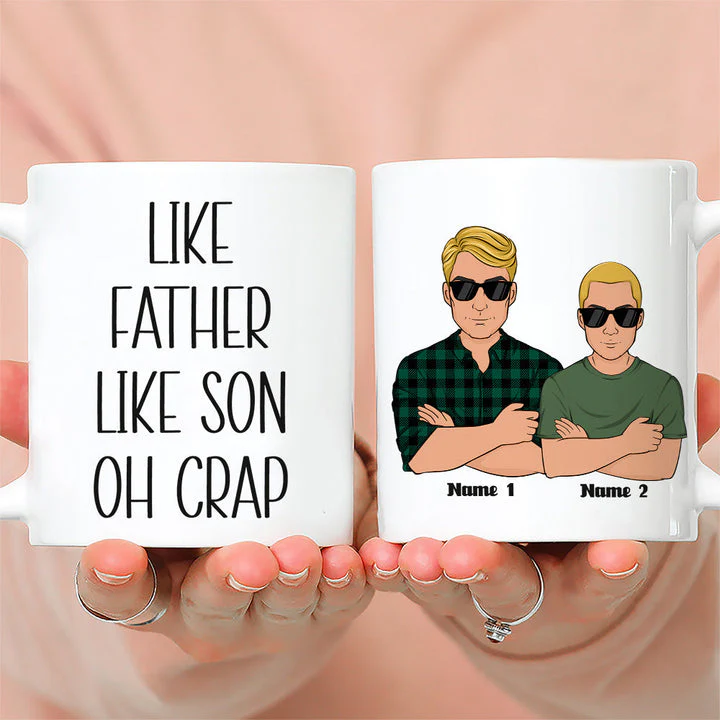 Personalized White Ceramic Mug Like Father Like Daughter Oh Crap - Funny Custom Gift for Dad & Daughter - Image 2