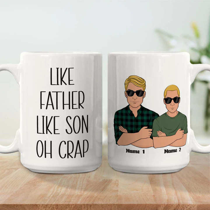 Personalized White Ceramic Mug Like Father Like Daughter Oh Crap - Funny Custom Gift for Dad & Daughter - Image 5