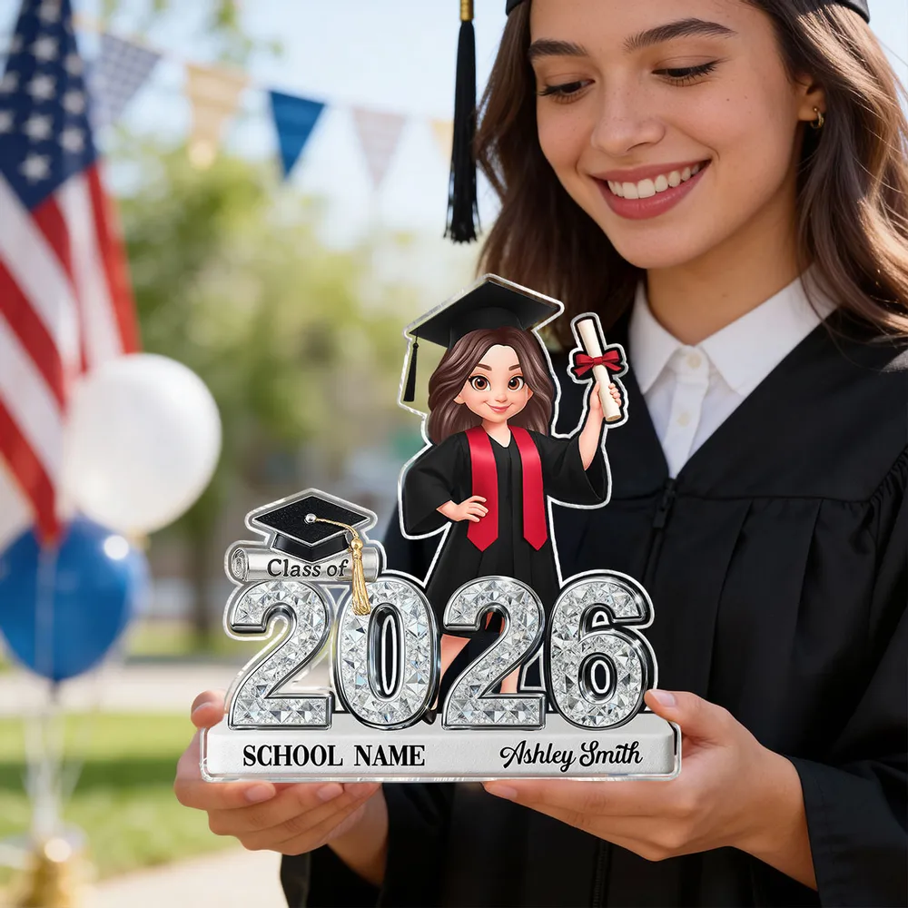 Shaped Acrylic Block Plaque for Graduation Decor, Glitter-Style Class of 2026 Grad Figure, Creative Gift - Image 6