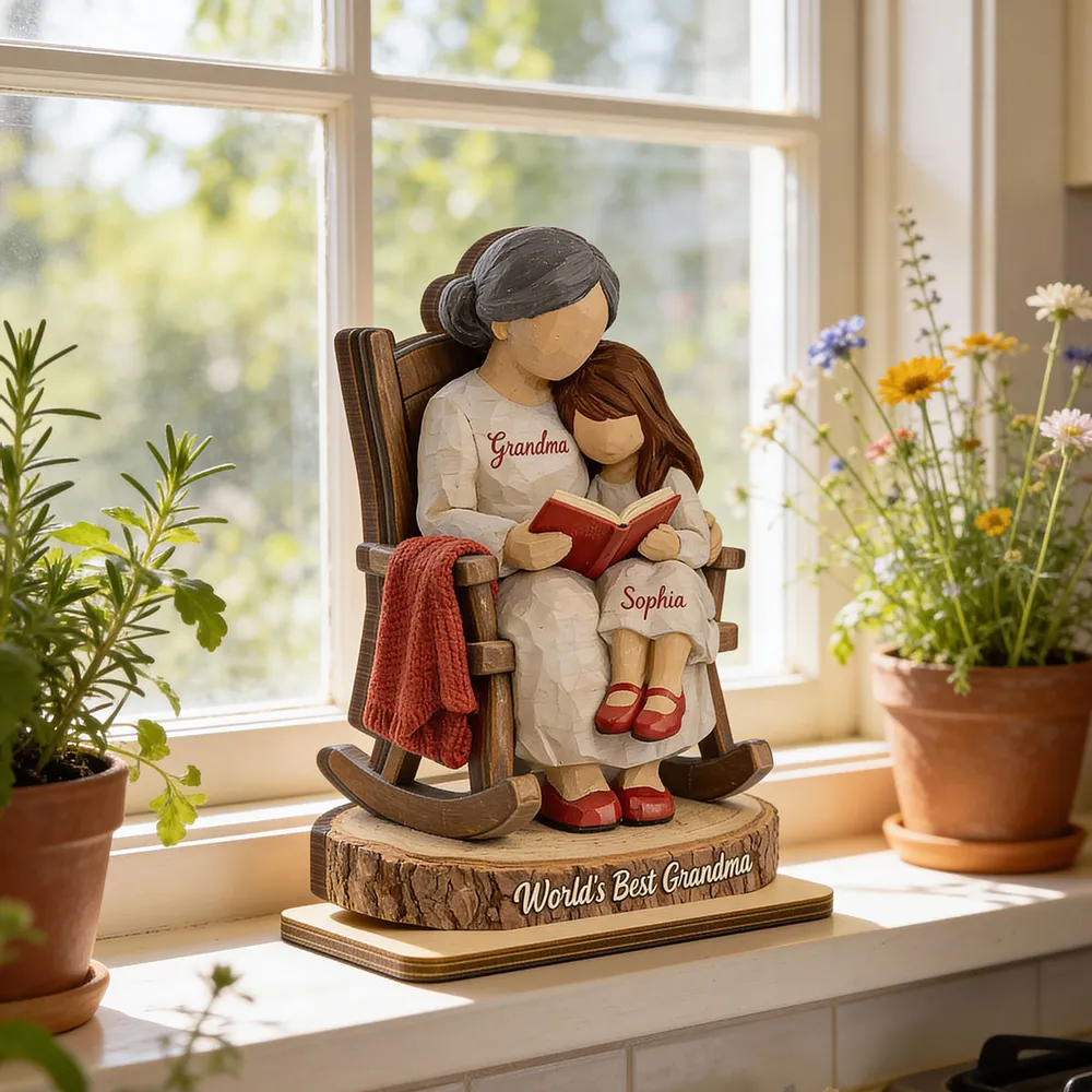 World's Best Grandma Personalized 2-Layer Wooden Plaque, Heartwarming Reading Moment Keepsake Gift for Grandma - Image 2