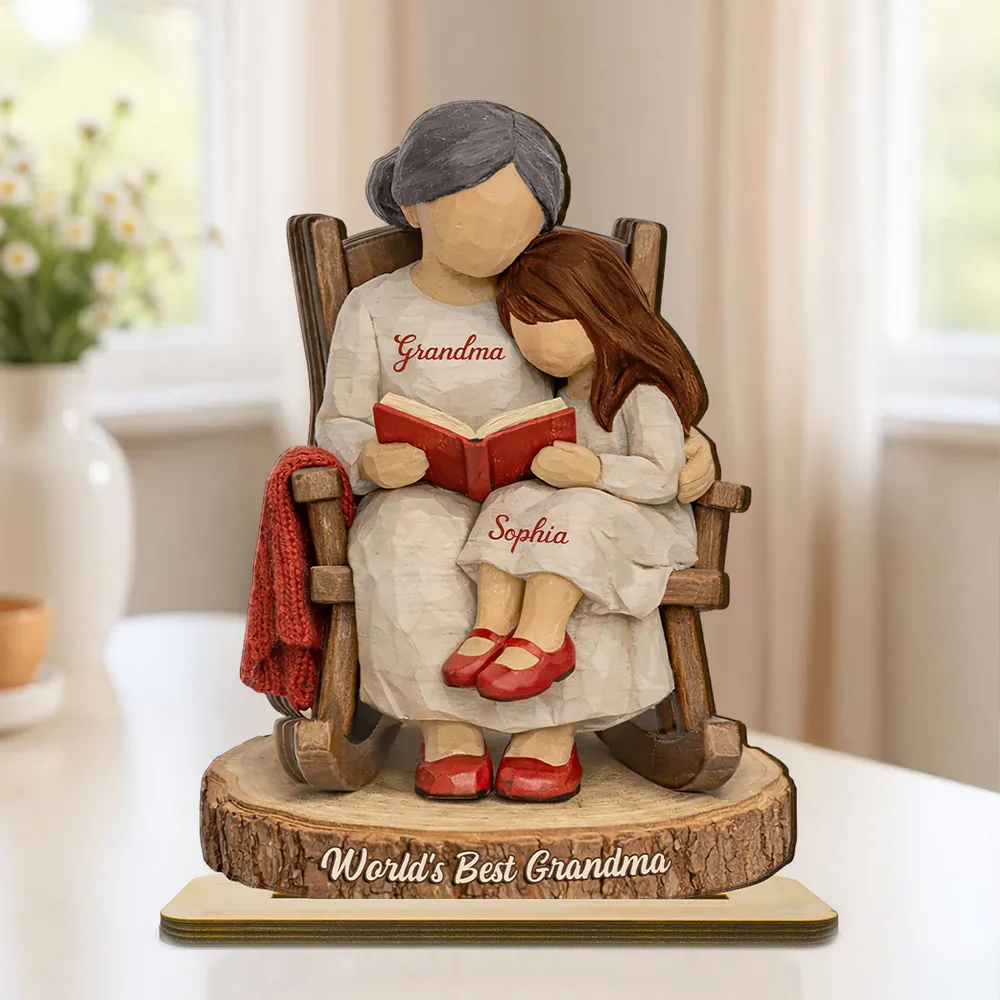 World's Best Grandma Personalized 2-Layer Wooden Plaque, Heartwarming Reading Moment Keepsake Gift for Grandma - Image 3