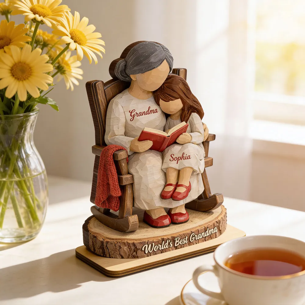 World's Best Grandma Personalized 2-Layer Wooden Plaque, Heartwarming Reading Moment Keepsake Gift for Grandma - Image 4