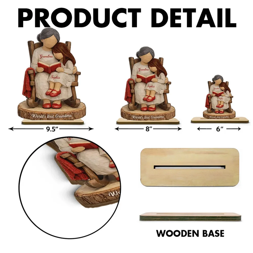World's Best Grandma Personalized 2-Layer Wooden Plaque, Heartwarming Reading Moment Keepsake Gift for Grandma - Image 8