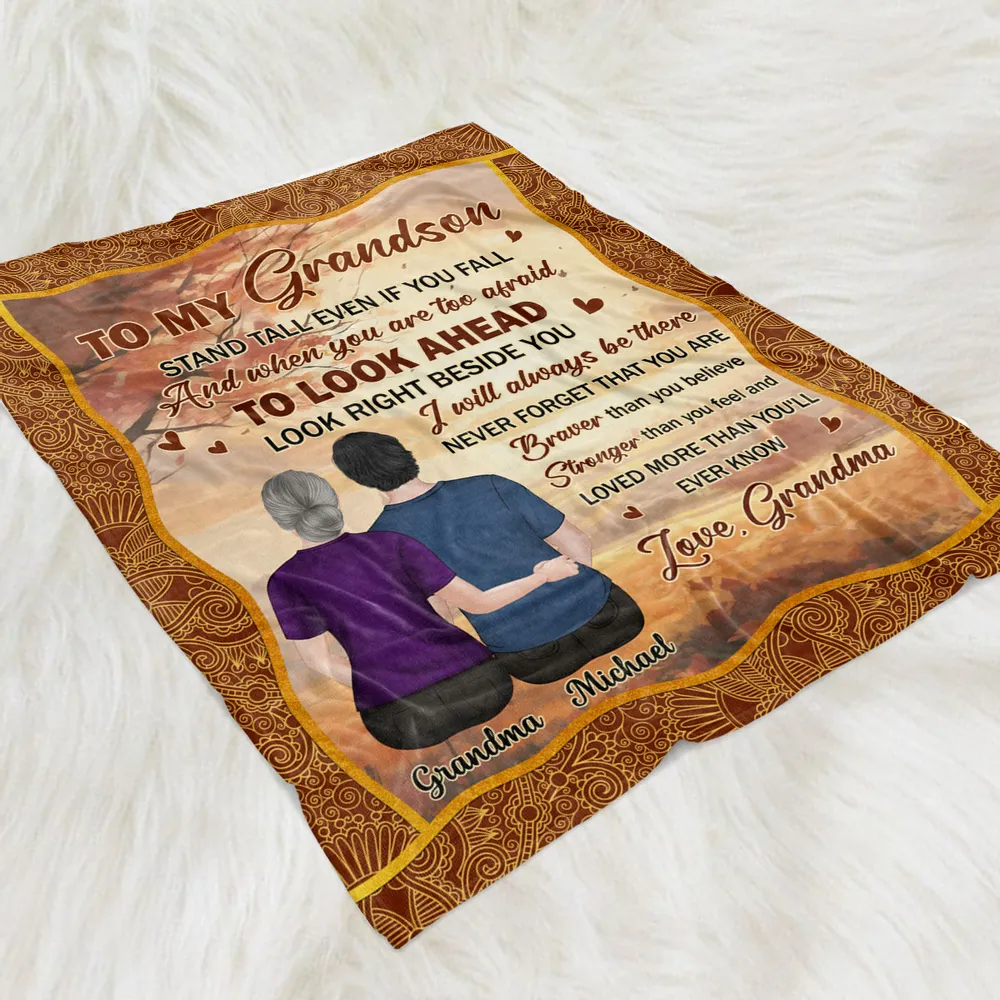 To My Grandson Personalized Fleece Blanket, Heartwarming Grandma Message, Cozy Decor Throw, Thoughtful Gift - Image 2