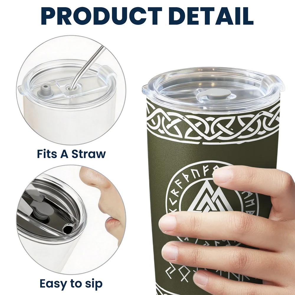 Norse Mythology Insulated Travel Tumbler, Personalized Rune Name Look - Sleek Celtic Knot Style, Creative Gift for Any Viking Fan - Image 4