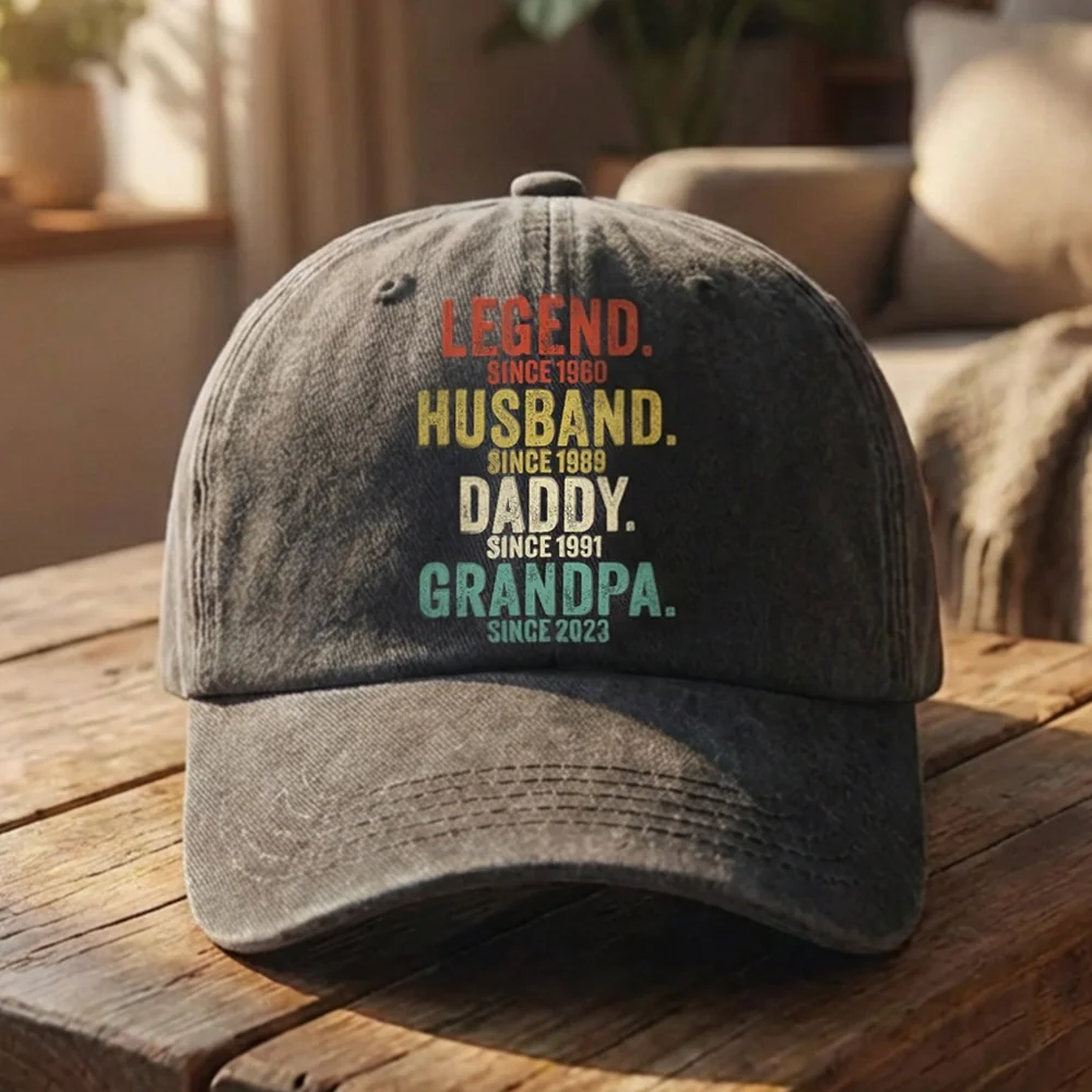 Personalized Washed Denim Baseball Cap with Legend Husband Daddy Quote - Vintage Look Everyday Wear Unique Gift for Dad - Image 2