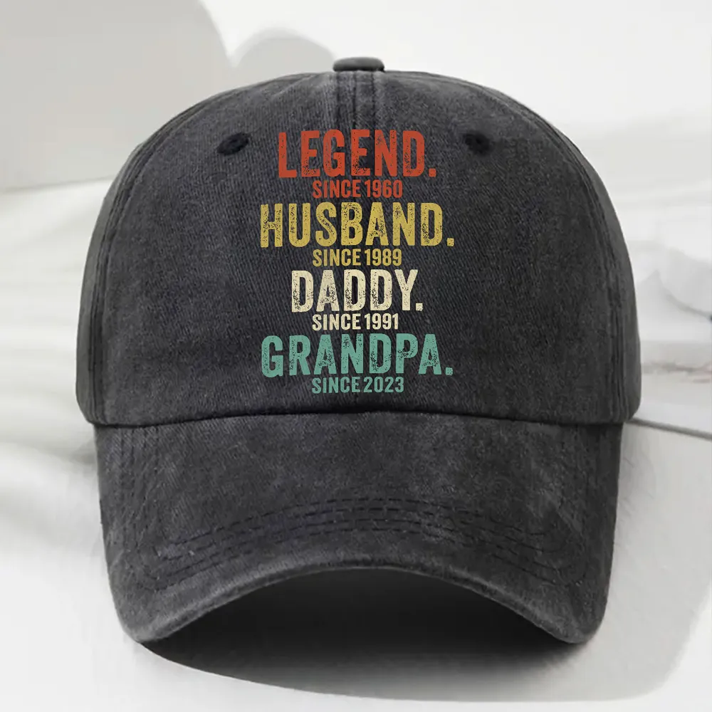 Personalized Washed Denim Baseball Cap with Legend Husband Daddy Quote - Vintage Look Everyday Wear Unique Gift for Dad - Image 3