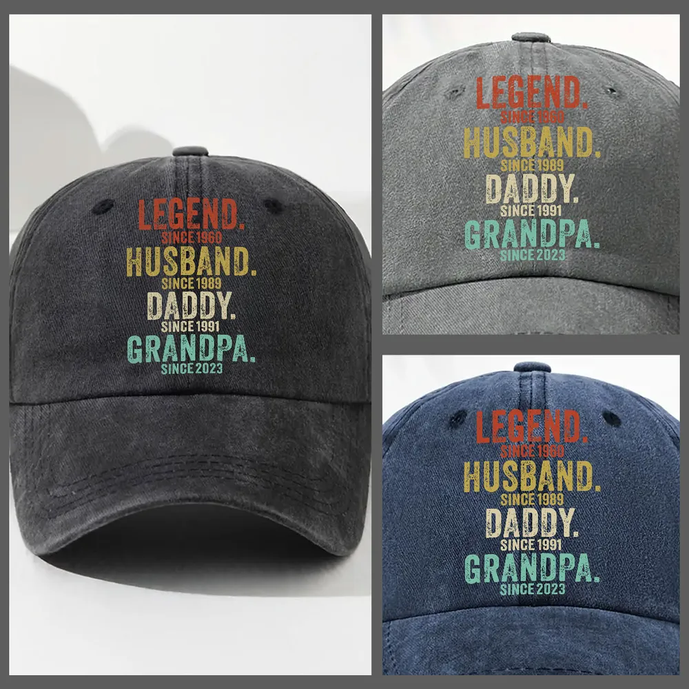 Personalized Washed Denim Baseball Cap with Legend Husband Daddy Quote - Vintage Look Everyday Wear Unique Gift for Dad - Image 7