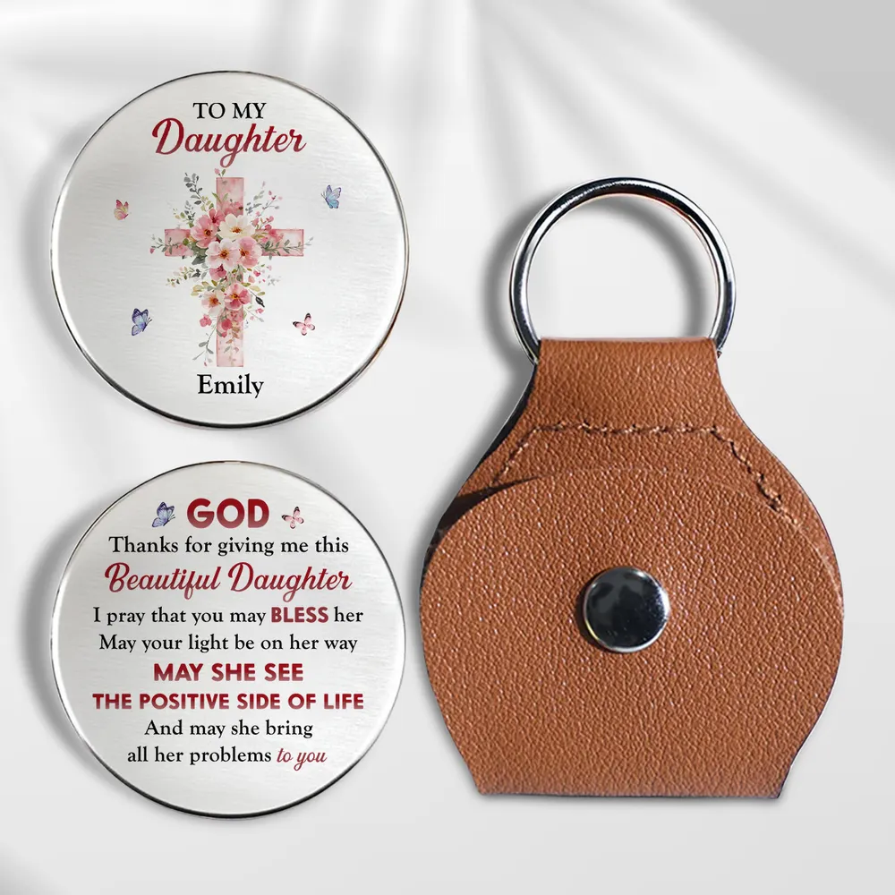 Personalized Pocket Hug for Daughter, Floral Cross Keepsake Token, Unique Christian Gift for Her, Everyday Comfort - Image 2