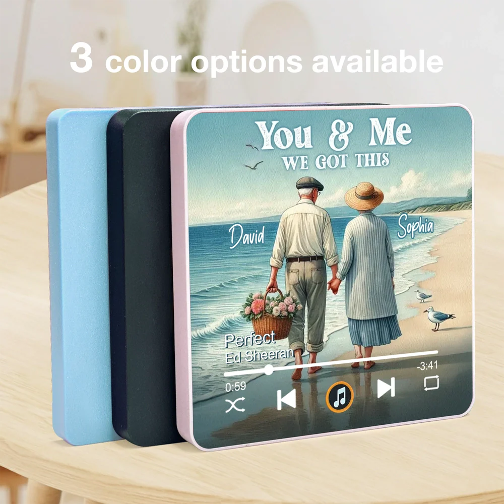 Personalized Acrylic Music Magnet 'You & Me We Got This' Couple Walking on the Beach Fridge Decor Unique Gift for Wife or Husband - Image 3