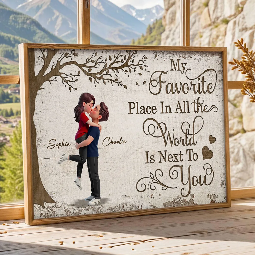 Personalized Couple Hugging Under Tree Poster Romantic Quote Wall Art Unique Gift for Husband or Wife - Image 4