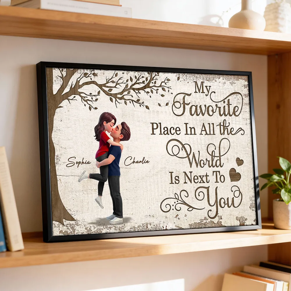 Personalized Couple Hugging Under Tree Poster Romantic Quote Wall Art Unique Gift for Husband or Wife - Image 5
