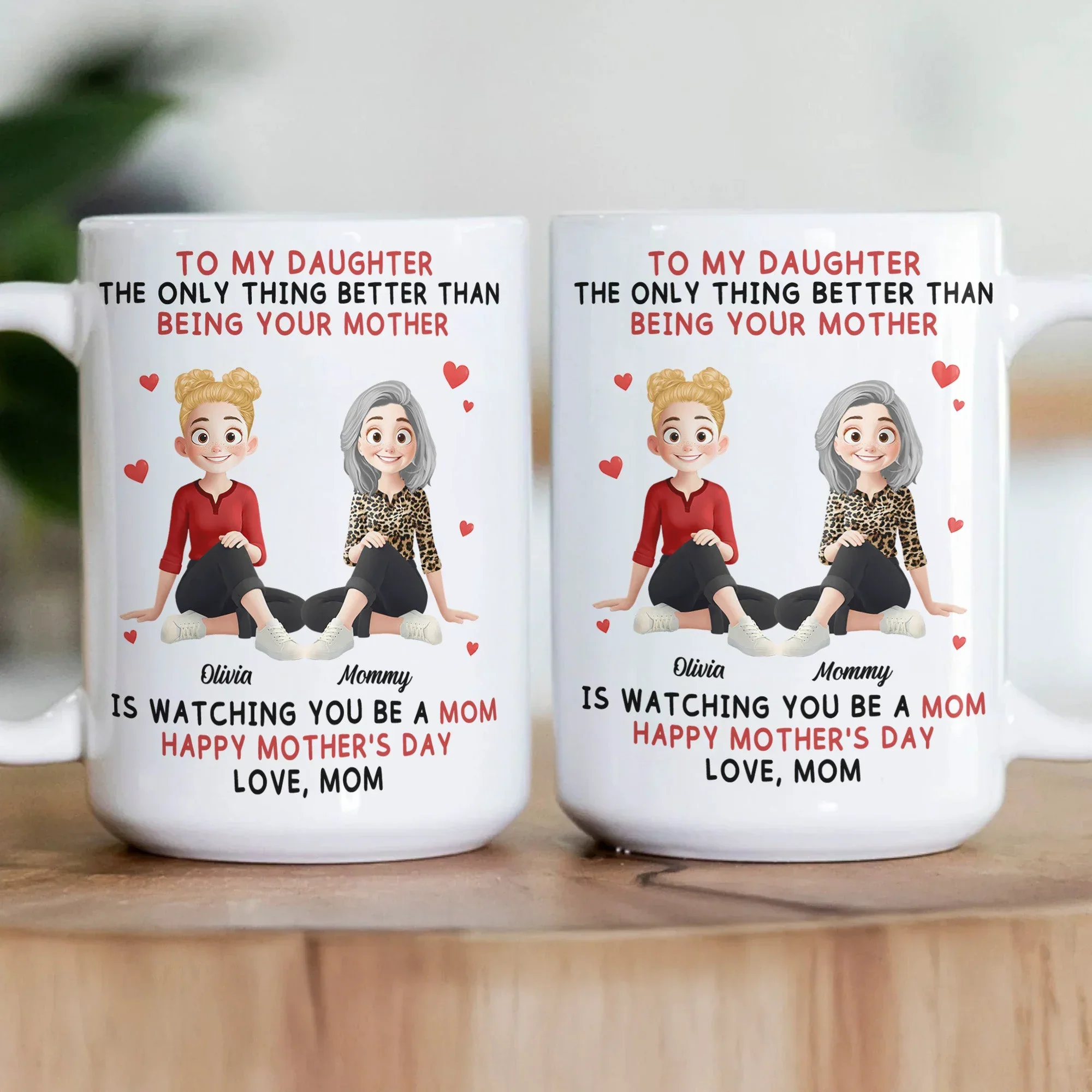 Ceramic Mug for Daughter, Personalized Mother-Daughter Love Quote and Sweet Cartoon Art, Daily Coffee Reminder, Creative Gift - Image 4