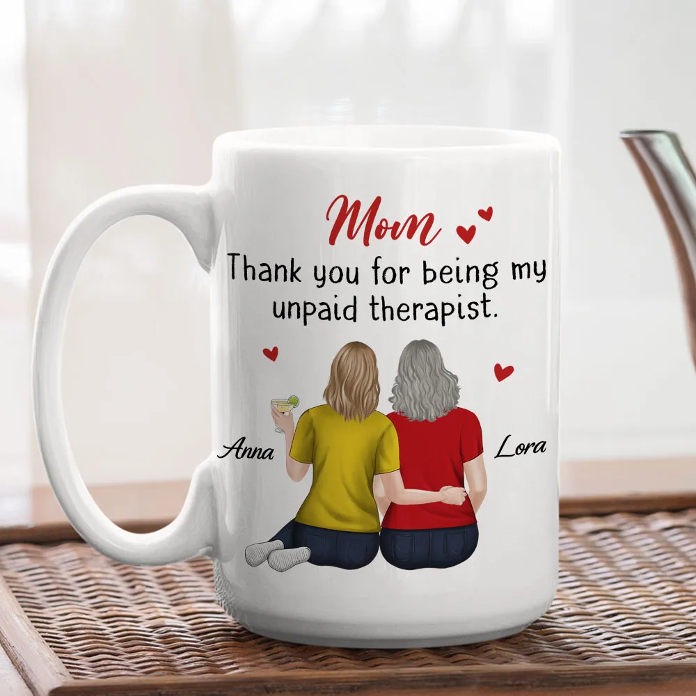 Ceramic Mug for Mom Funny Gratitude Quote With Two Women Hugging Back View Personalized Unique Mother's Day Gift - Image 4