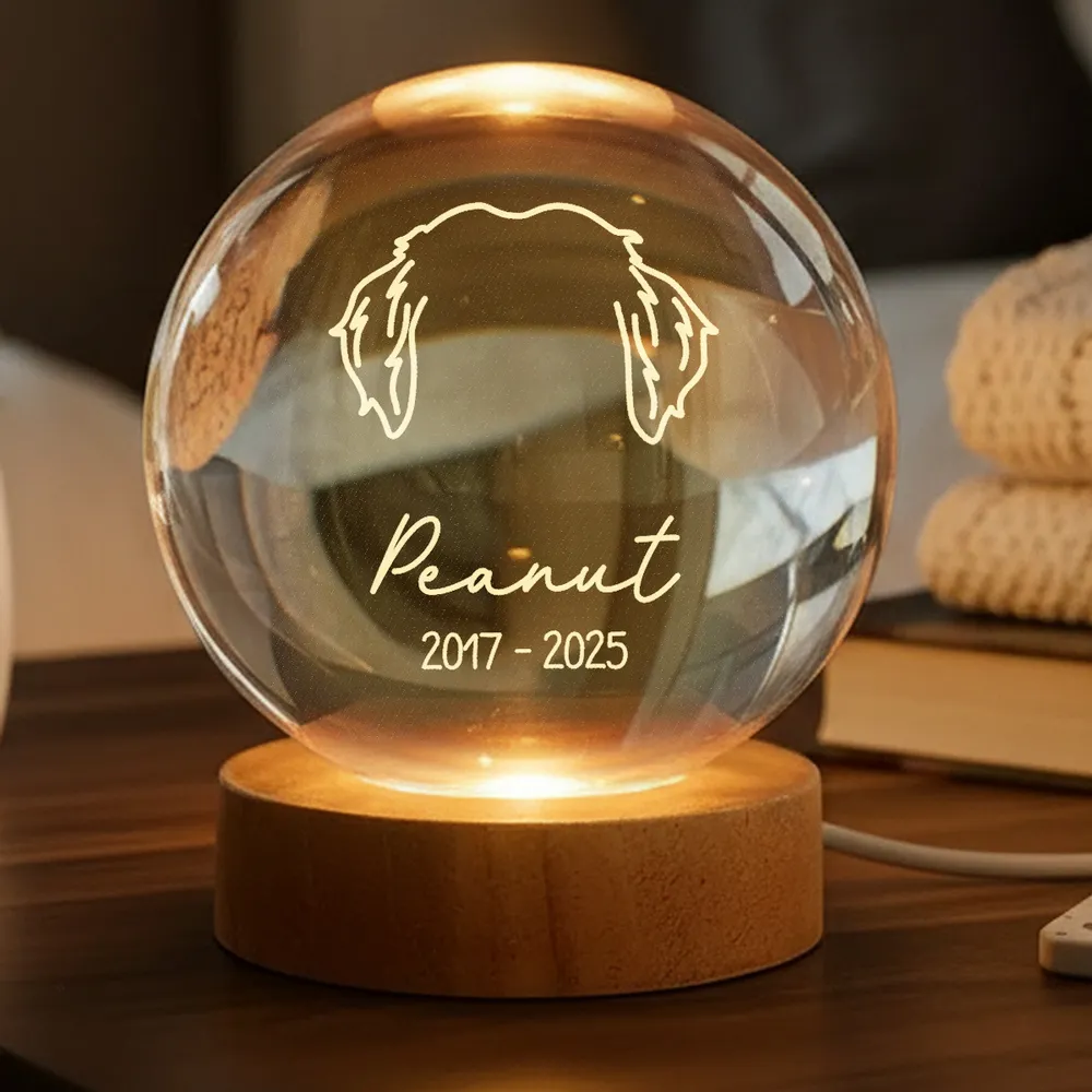 Custom Pet Remembrance Globe Lamp with Dog Head Outline, Soft Glow Sympathy Decor, Thoughtful Unique Gift for Pet Owners - Image 3