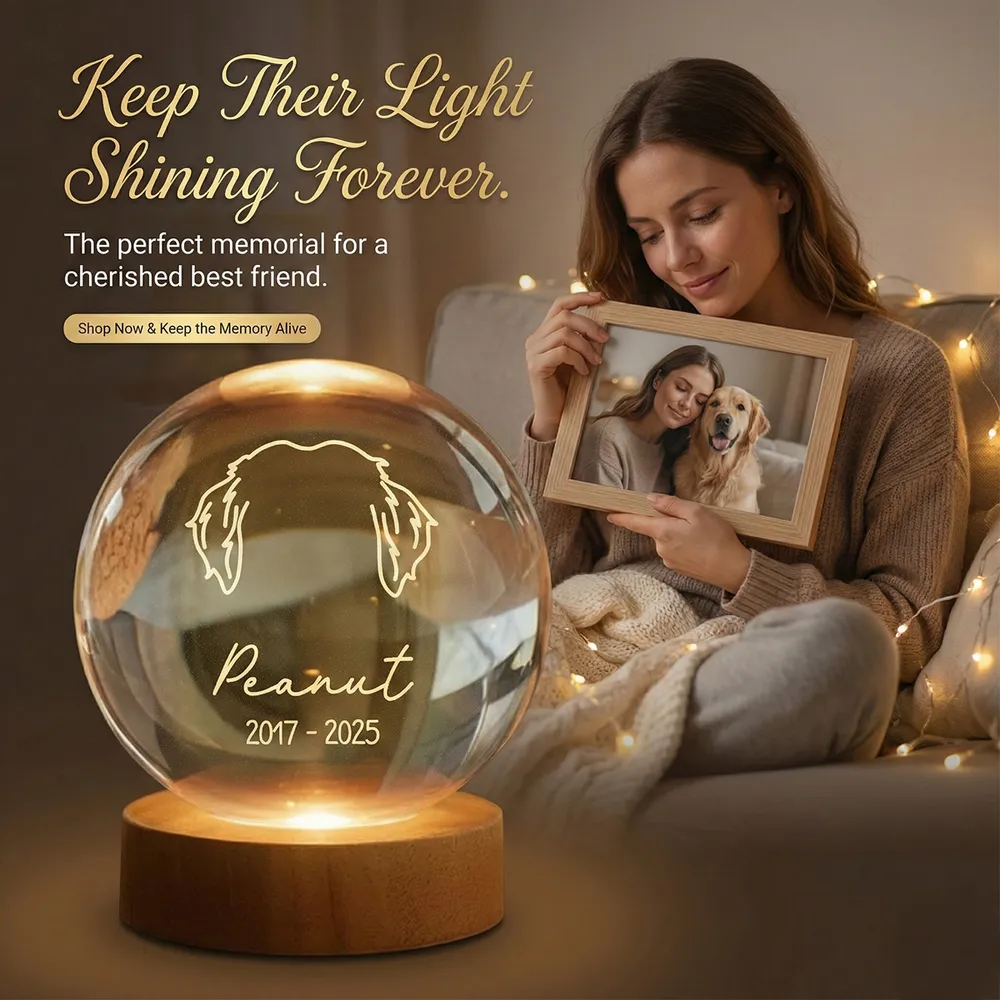 Custom Pet Remembrance Globe Lamp with Dog Head Outline, Soft Glow Sympathy Decor, Thoughtful Unique Gift for Pet Owners - Image 6
