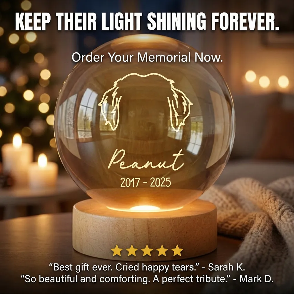 Custom Pet Remembrance Globe Lamp with Dog Head Outline, Soft Glow Sympathy Decor, Thoughtful Unique Gift for Pet Owners - Image 7
