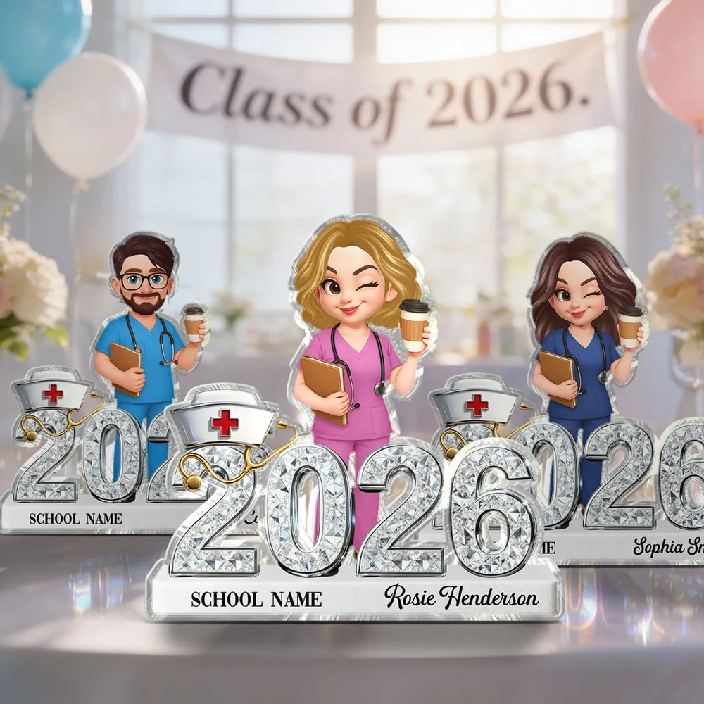 Personalized Class of Acrylic Block Plaque Cute Nurse Design for Graduation Season Shelf Decor Unique RN Gift - Image 3