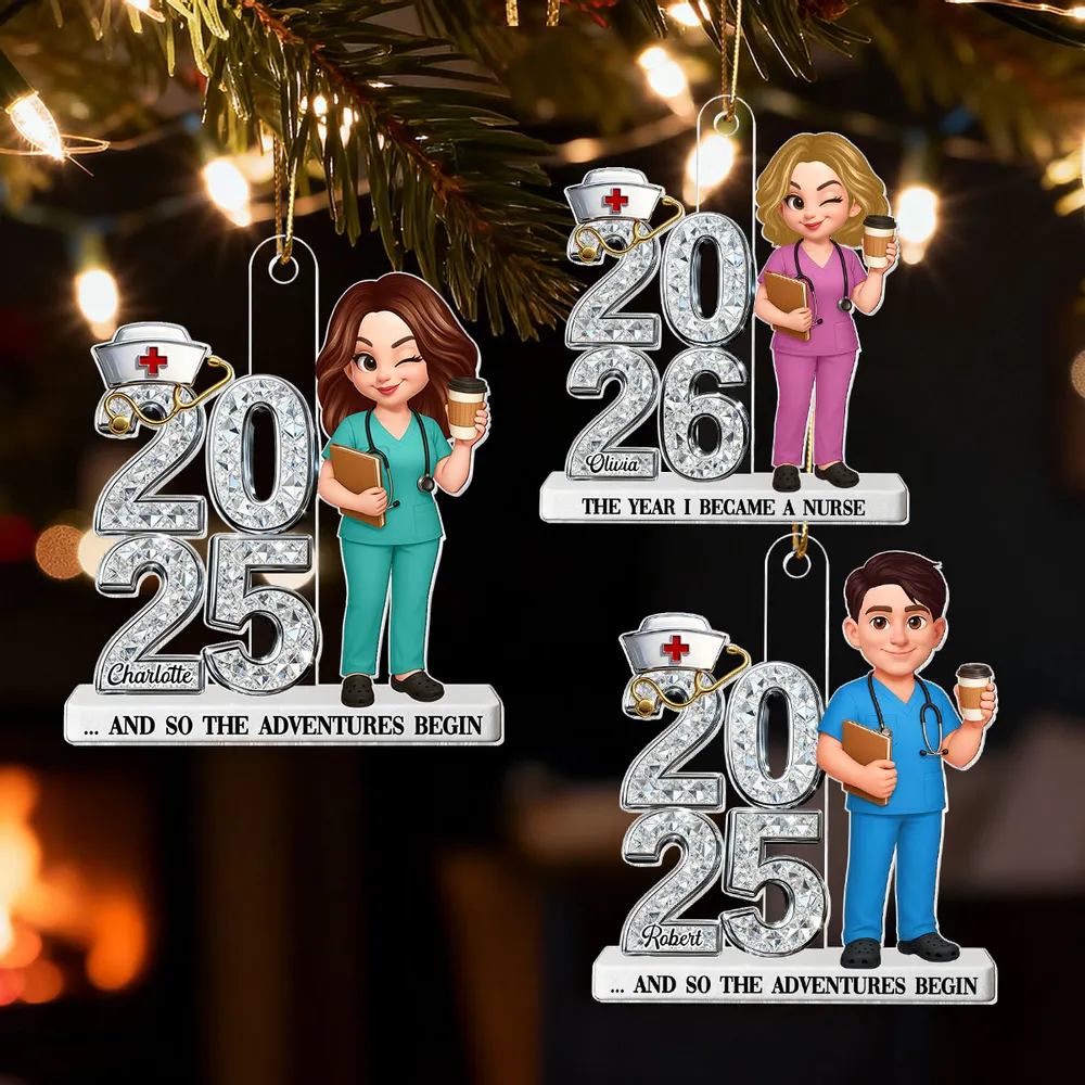 Personalized Acrylic Ornament New Nurse Graduation Keepsake With Shiny Year Design Cute RN Gift For Her - Image 7