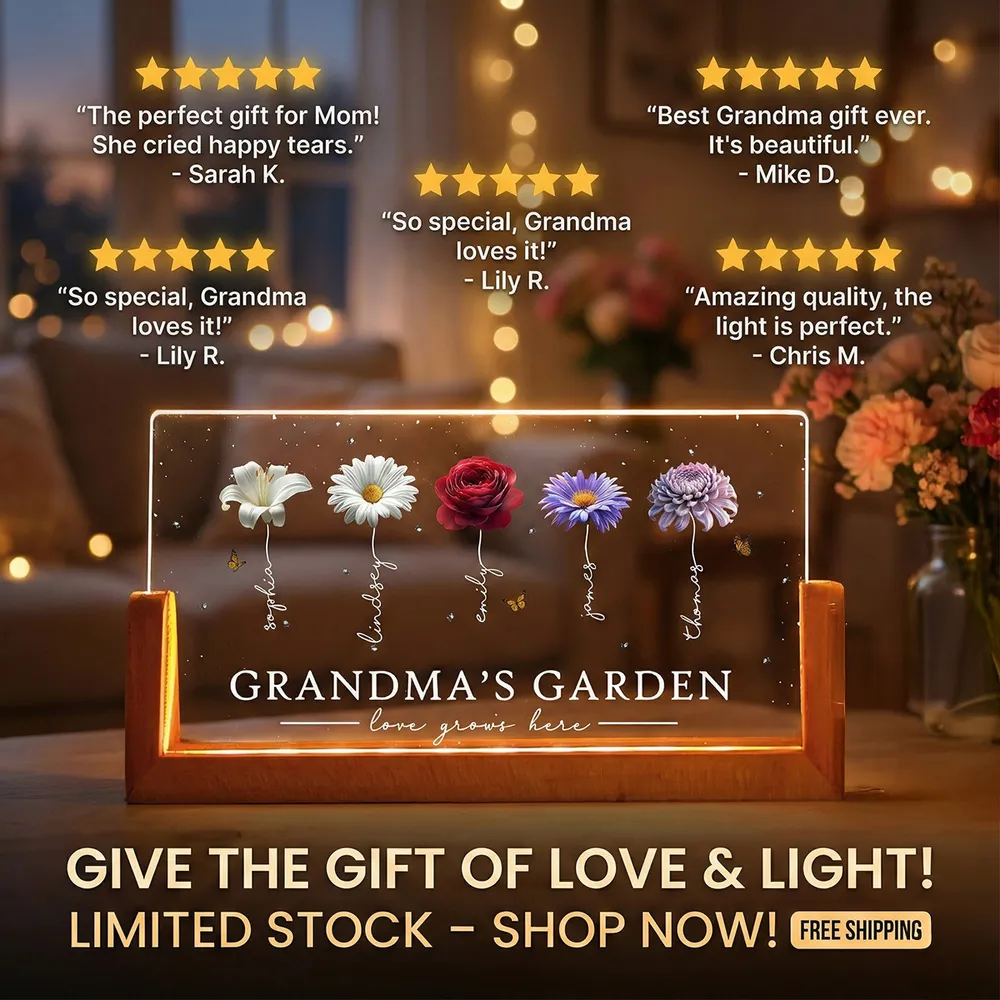 Personalized Grandma's Garden LED Light Frame With Birth Flowers, Cozy Nightstand Glow, Unique Gift For Grandma - Image 6