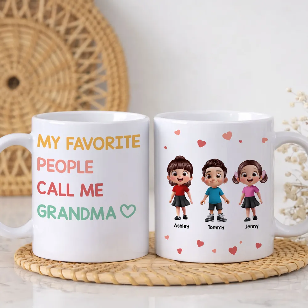 Personalized Ceramic Mug 'My Favorite People Call Me Grandma' Cute Kids Design Unique Gift for Grandma - Image 3