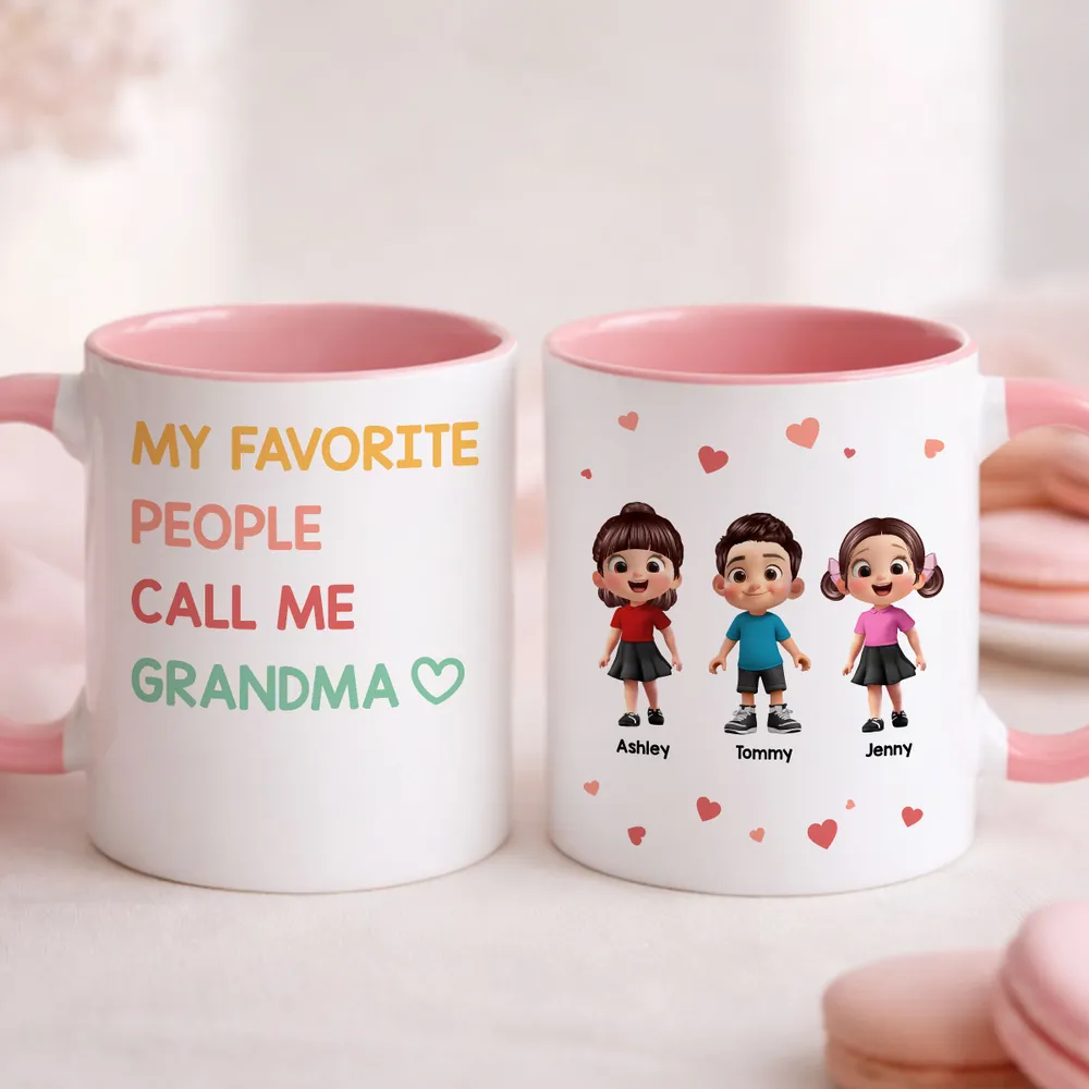 Personalized Ceramic Mug 'My Favorite People Call Me Grandma' Cute Kids Design Unique Gift for Grandma - Image 5