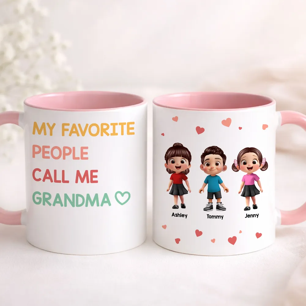 Personalized Ceramic Mug 'My Favorite People Call Me Grandma' Cute Kids Design Unique Gift for Grandma - Image 6