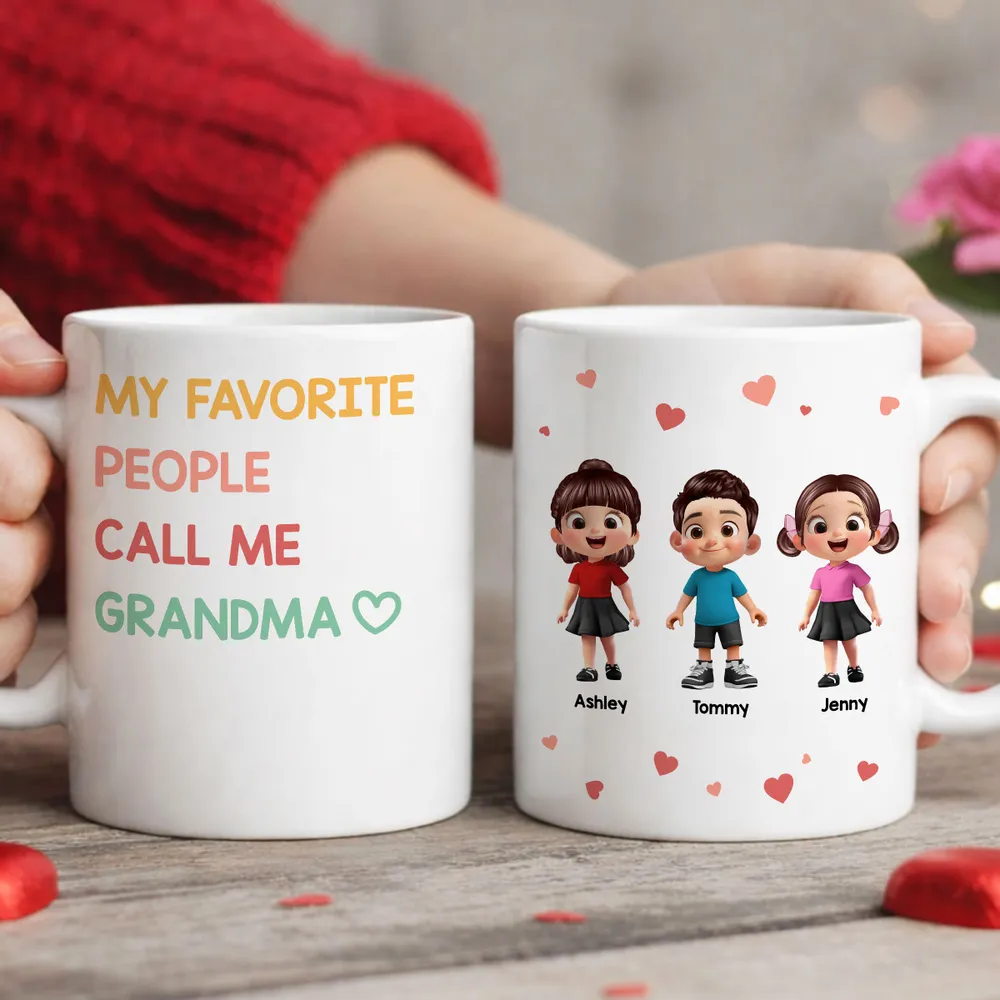 Personalized Ceramic Mug 'My Favorite People Call Me Grandma' Cute Kids Design Unique Gift for Grandma - Image 8