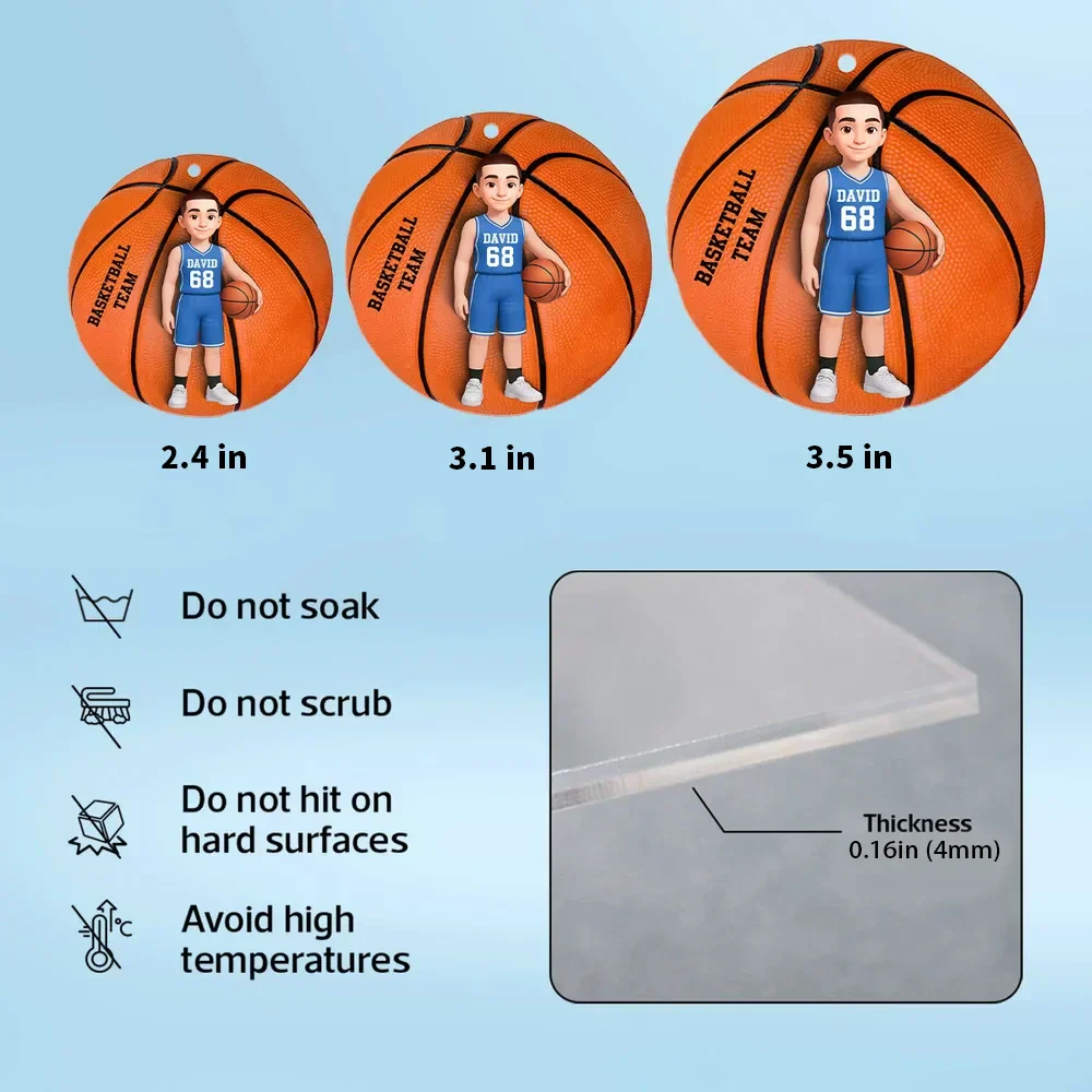 Personalized Basketball Player Acrylic Keychain, Cute Cartoon Sports Charm for Bags or Keys, Unique Gift for Her - Image 4