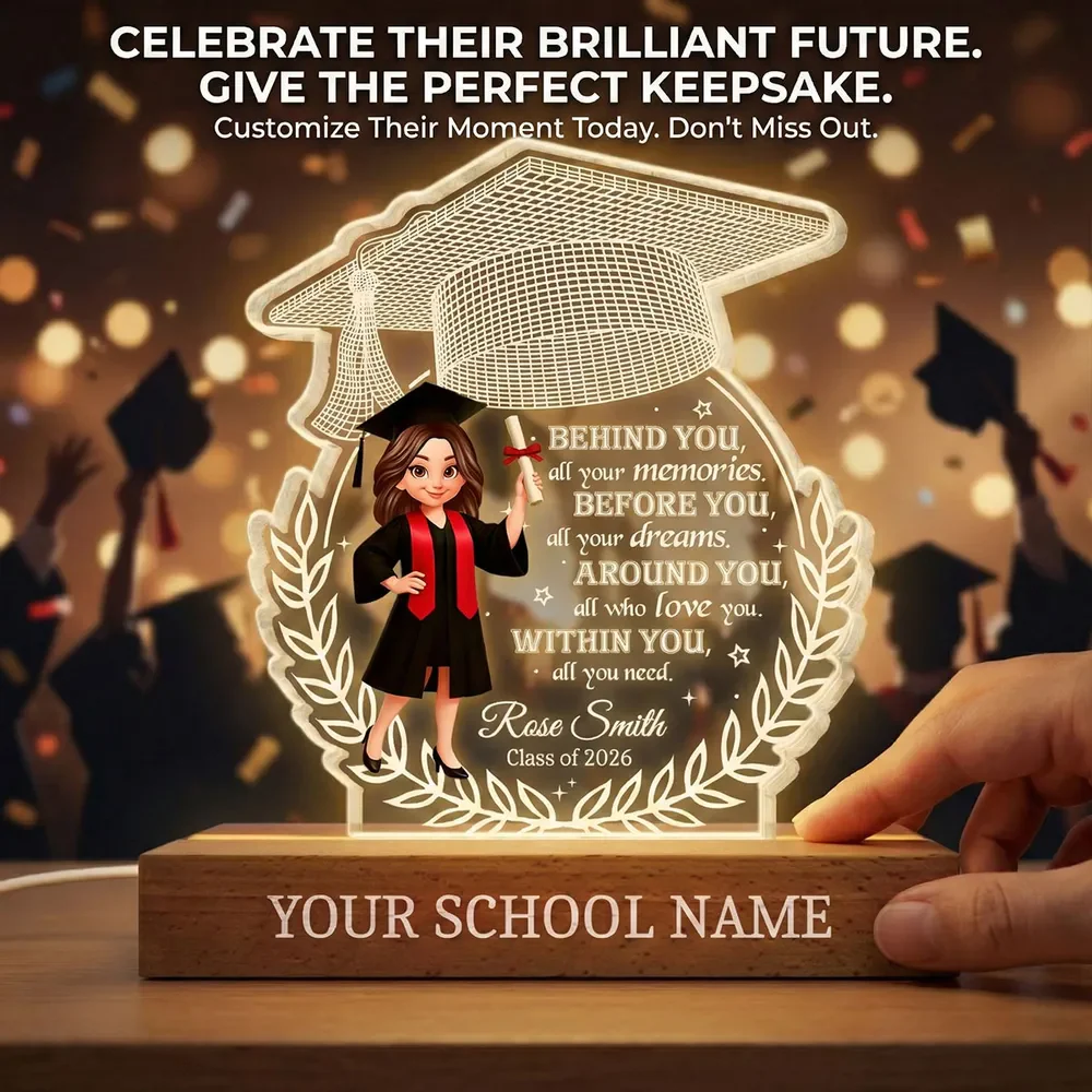 Shaped Acrylic Block LED Plaque Graduation Cap Quote, Warm Glow Desk Decor, Unique Creative Gift For Senior Grad - Image 5