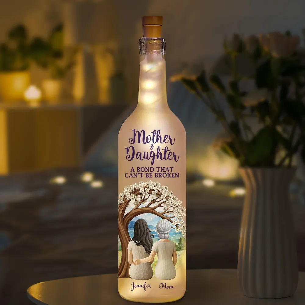 Mother & Daughter Bottle Lamp Personalized Keepsake Cozy Ambient Light for Nightstand A Thoughtful Unique Gift for Mom - Image 2