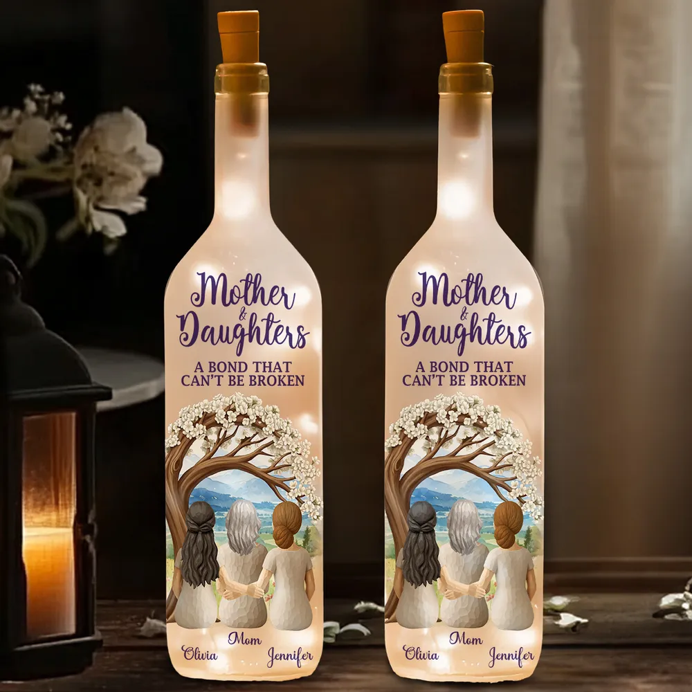 Mother & Daughter Bottle Lamp Personalized Keepsake Cozy Ambient Light for Nightstand A Thoughtful Unique Gift for Mom - Image 3