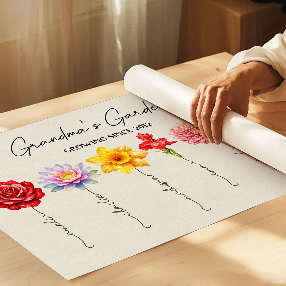 Personalized Grandma's Garden Birth Month Flower Poster, Vibrant Wall Art Keepsake, Unique Gift for Grandma - Image 3
