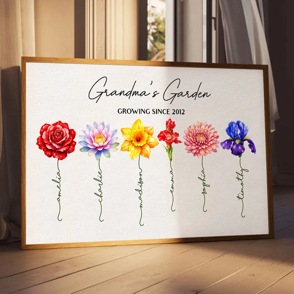 Personalized Grandma's Garden Birth Month Flower Poster, Vibrant Wall Art Keepsake, Unique Gift for Grandma - Image 8