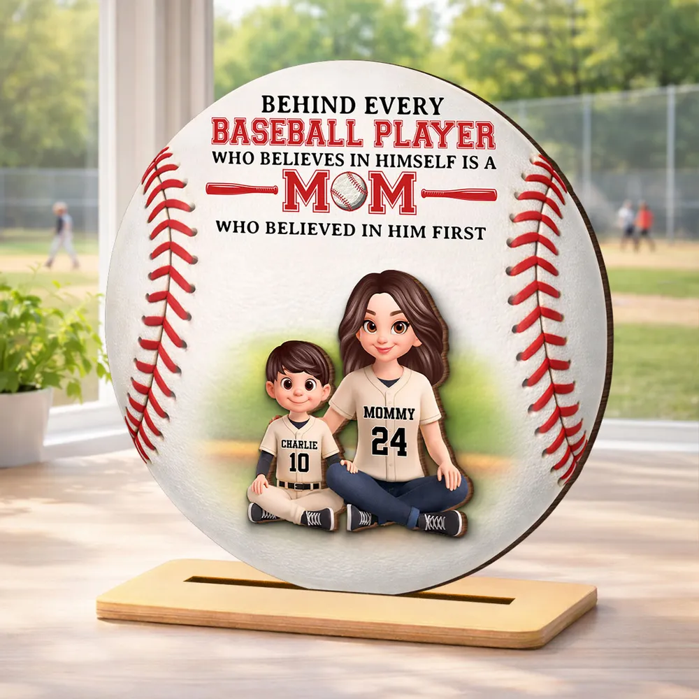 Personalized 2-Layer Wooden Plaque Baseball Mom Quote Gift for Mom, Sweet Baseball Keepsake for Living Room Display - Image 3