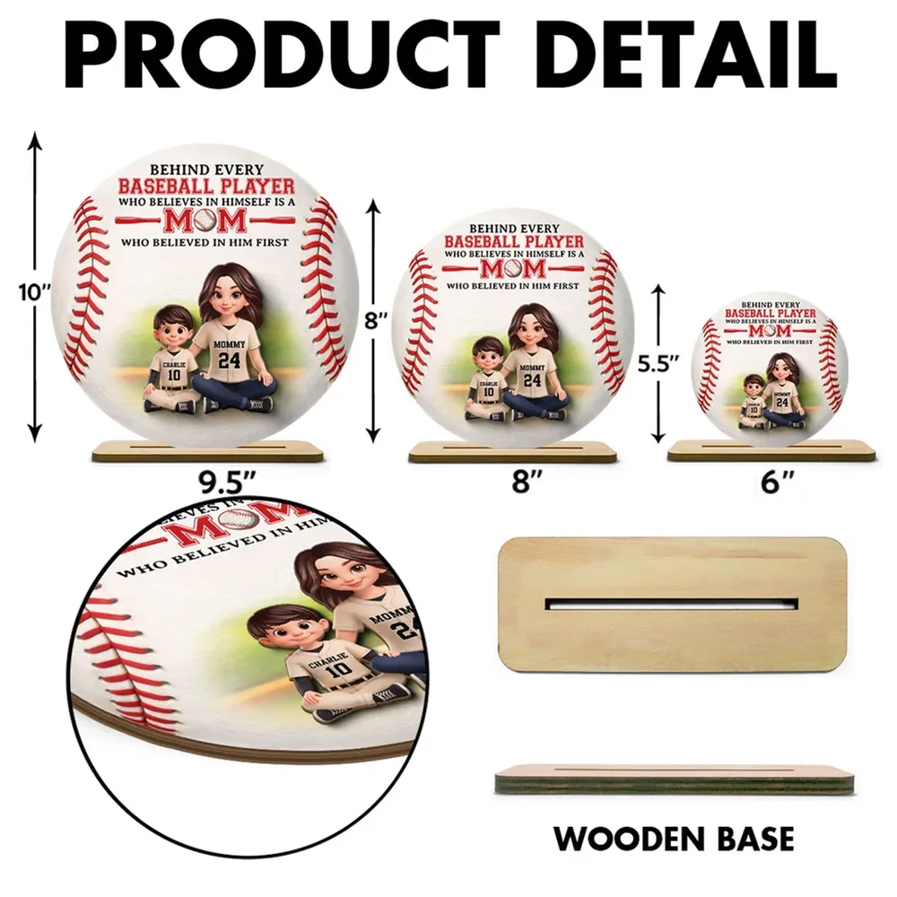 Personalized 2-Layer Wooden Plaque Baseball Mom Quote Gift for Mom, Sweet Baseball Keepsake for Living Room Display - Image 4