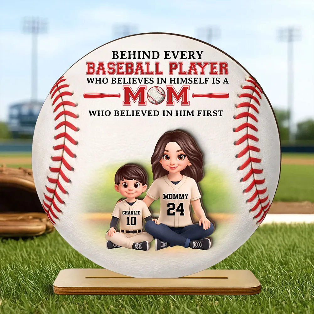 Personalized 2-Layer Wooden Plaque Baseball Mom Quote Gift for Mom, Sweet Baseball Keepsake for Living Room Display - Image 8