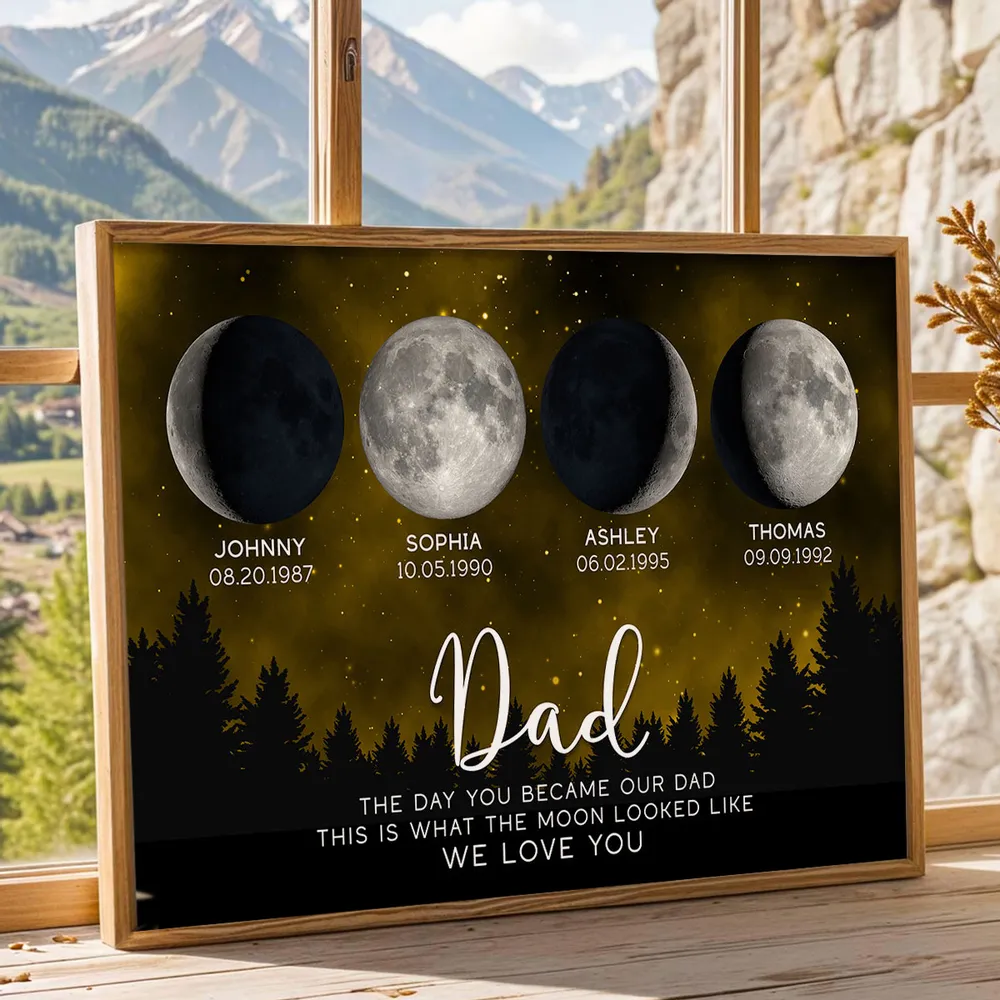 Personalized Moon Phase Mom Poster, Custom Night Sky Wall Art, The Day You Became Our Mom Unique Gift for Mom - Image 5