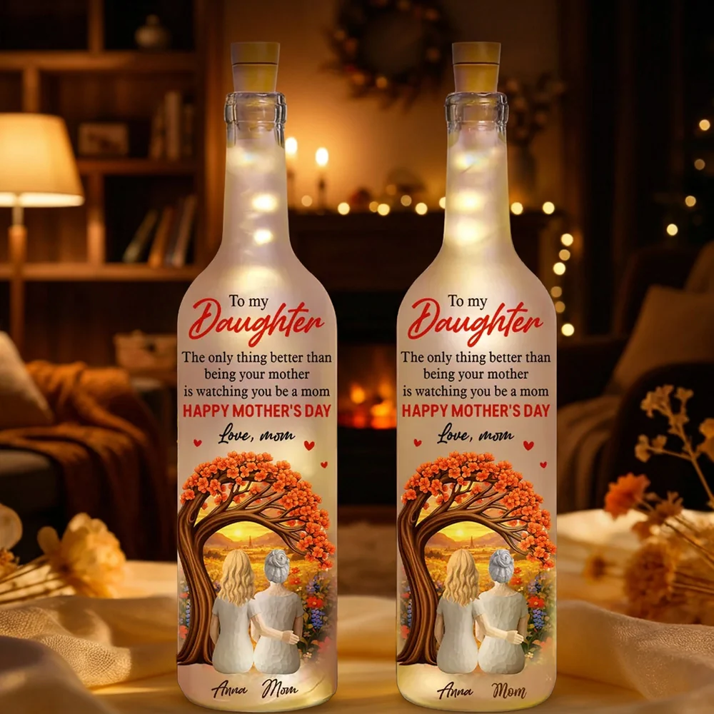Personalized Bottle Lamp for Daughter from Mom, Warm Glow Mother-Daughter Gift, Watching You Be A Mom Keepsake