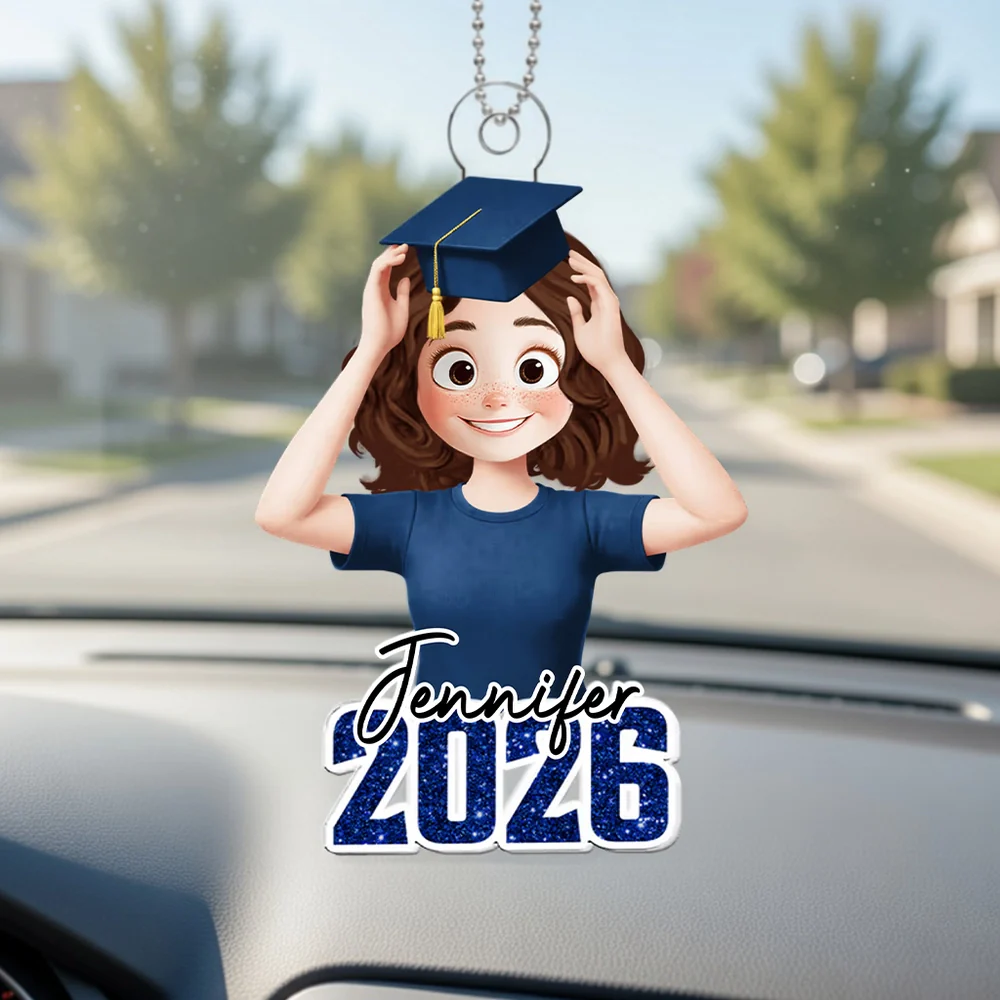Custom Acrylic Car Hanger Graduation Mirror Decor, Sweet Keepsake for a Proud Grad, Creative Gift for Her - Image 2