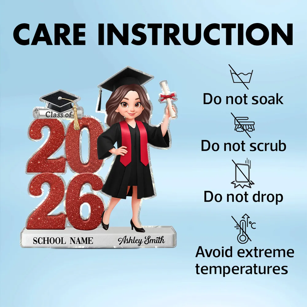 Personalized Shaped Acrylic Block Plaque Graduation Decor, Cute Cartoon Grad Holding Diploma, Unique Gift - Image 5