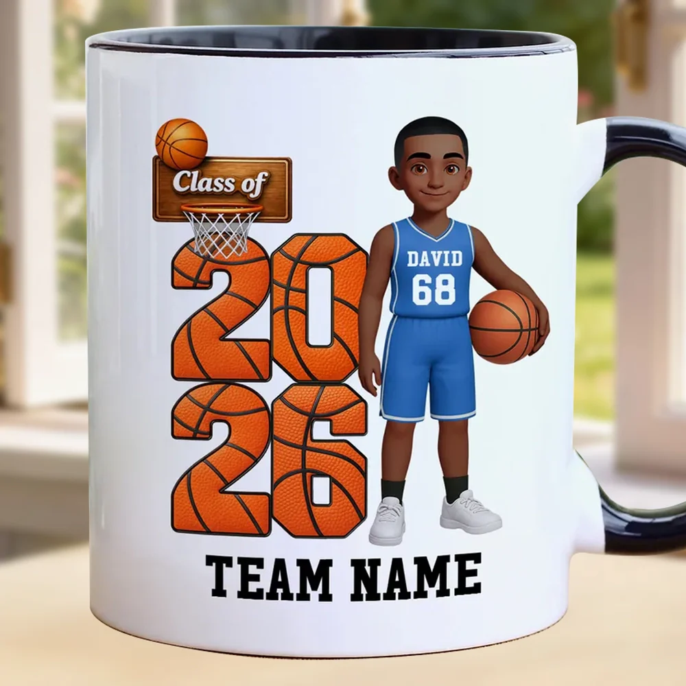 Class of Basketball Two-Tone Mug, Personalized Team Spirit Design - Daily Coffee Keepsake Gift For Son Or Daughter