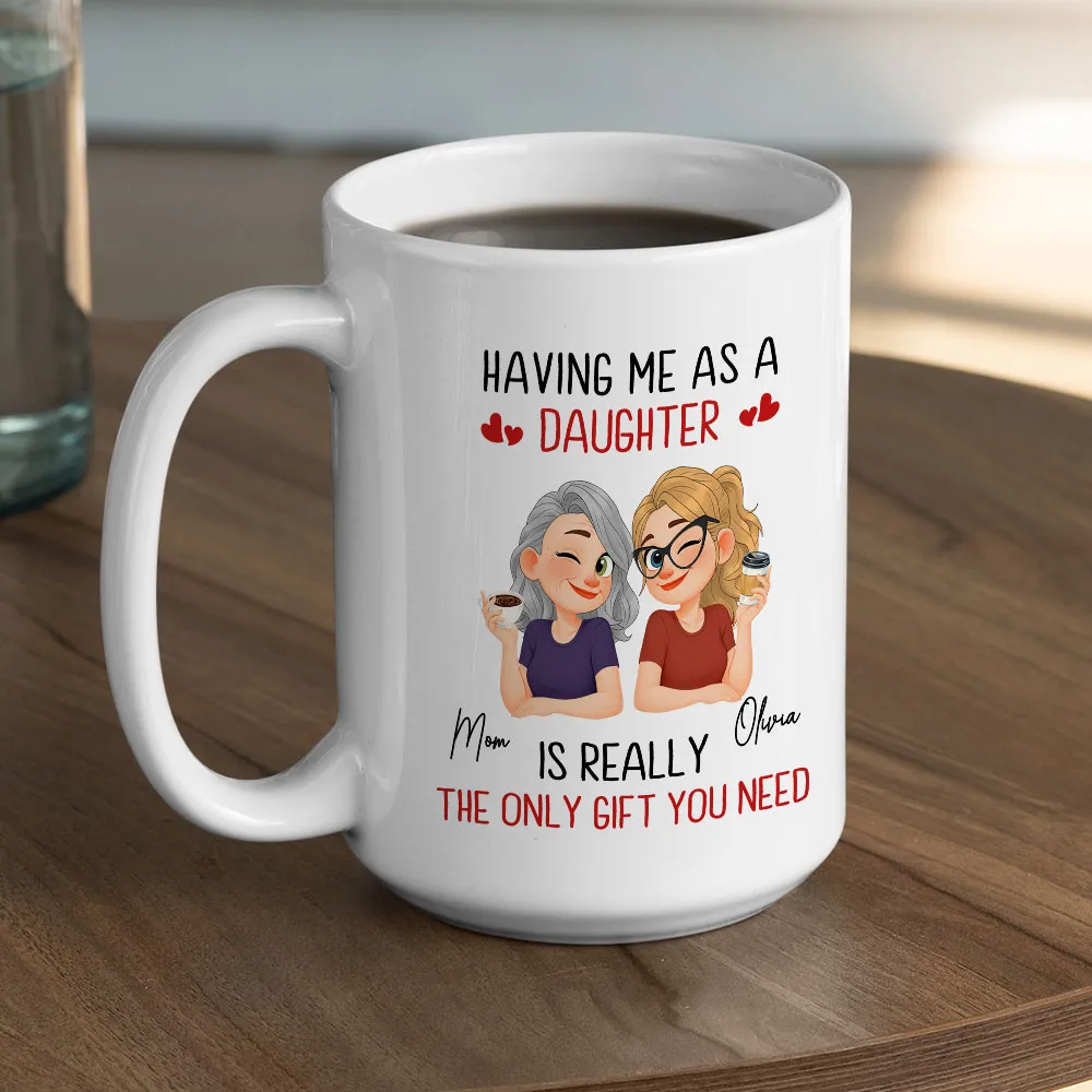 Personalized Mother Daughter Coffee Ceramic Mug, Cute Winking Cartoon Design, Unique Gift For Mom From Daughter - Image 5