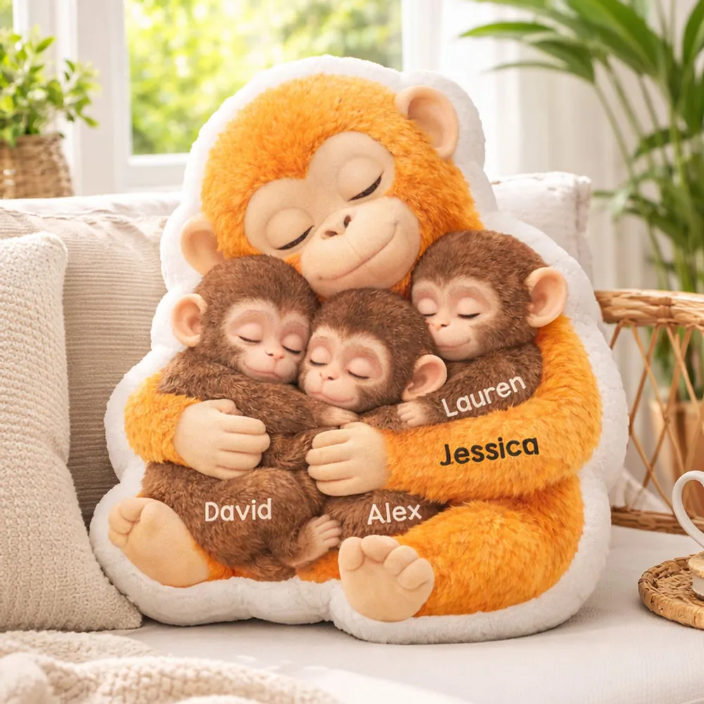 Custom Shaped Pillow with Sweet Monkey Mom Cuddle, Bright Cozy Home Decor Accent, Heartwarming Gift Idea for Mothers - Image 5