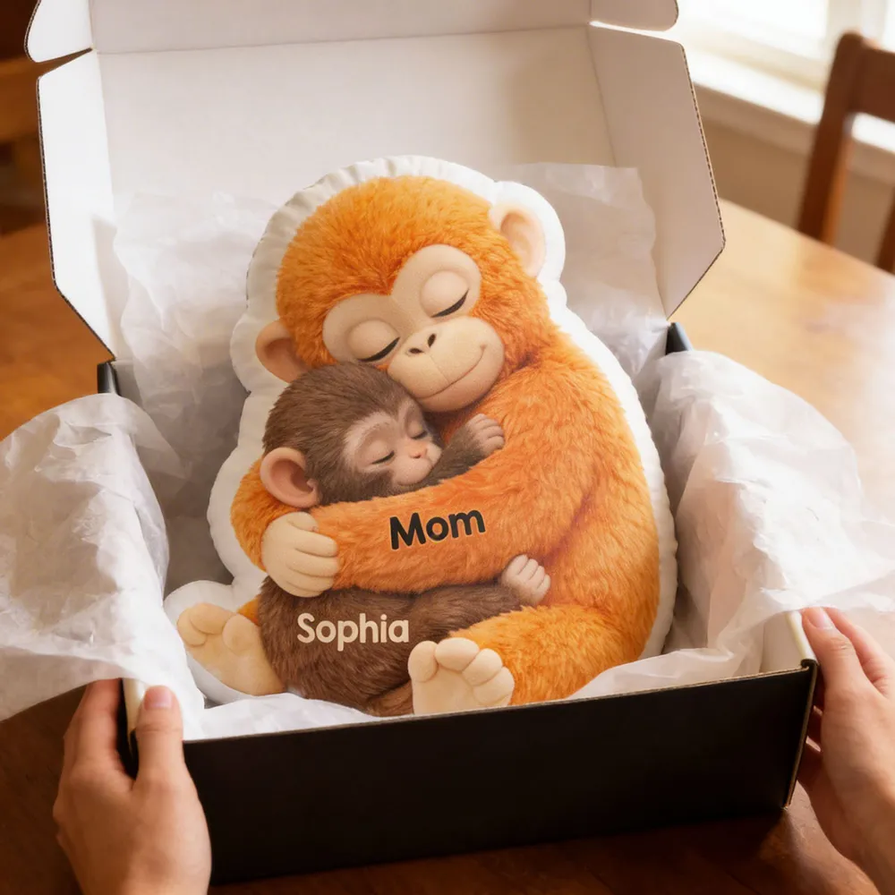 Custom Shaped Pillow with Sweet Monkey Mom Cuddle, Bright Cozy Home Decor Accent, Heartwarming Gift Idea for Mothers - Image 7