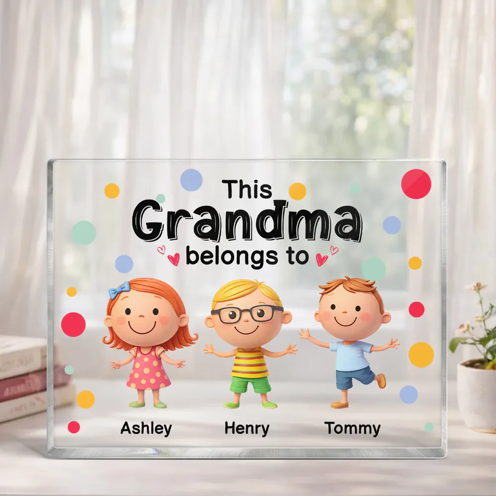 Personalized Rectangle Acrylic Block Plaque 'This Nanny Belongs To' Cute Grandkids Desk Decor - Unique Gift for Grandma - Image 2