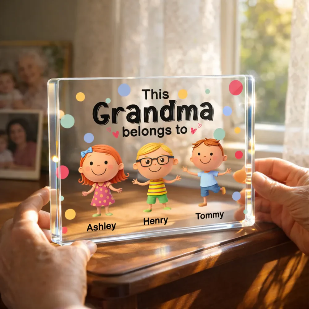 Personalized Rectangle Acrylic Block Plaque 'This Nanny Belongs To' Cute Grandkids Desk Decor - Unique Gift for Grandma - Image 3