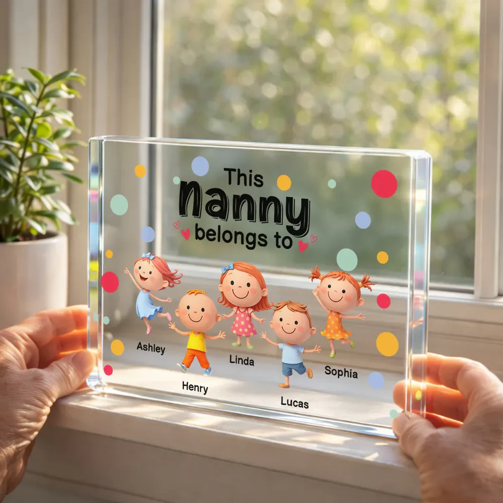 Personalized Rectangle Acrylic Block Plaque 'This Nanny Belongs To' Cute Grandkids Desk Decor - Unique Gift for Grandma - Image 6