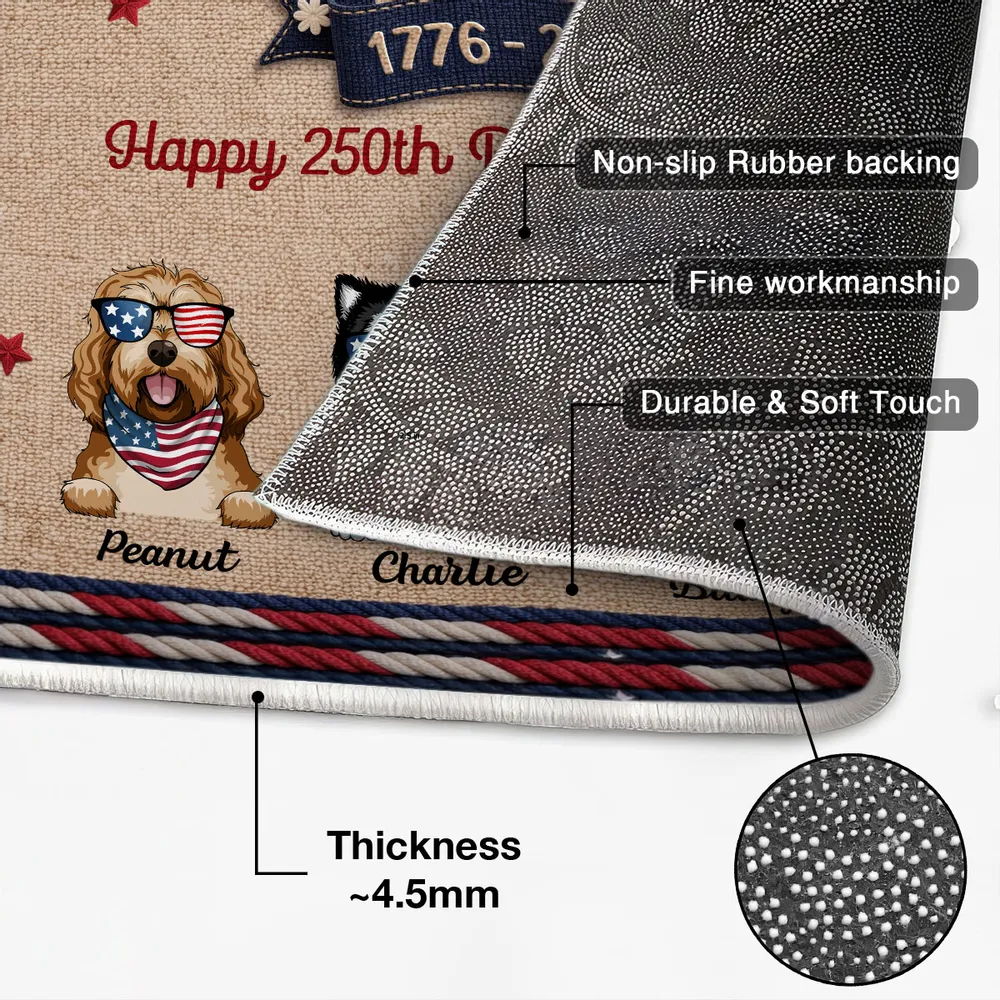 Personalized USA 250th Birthday Dog Standard Doormat for Entryway - Custom Pet Gift Idea with Patriotic Style - Image 6